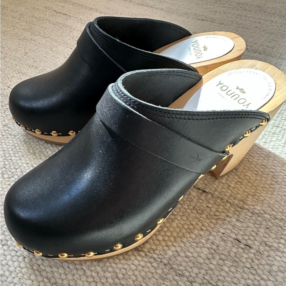 You you Black Women's Leather Mules. 3.5 inche heel, size 37. Worn once.